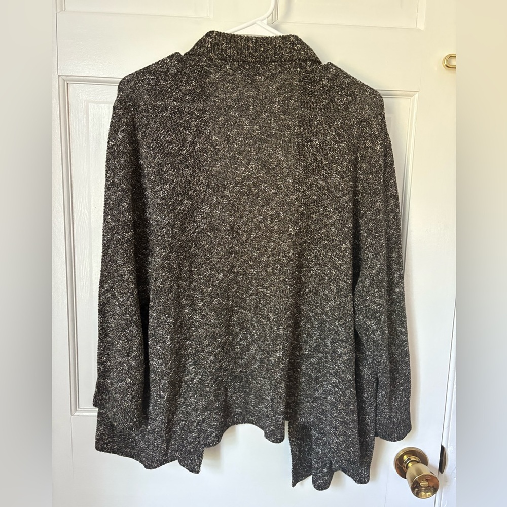 Eileen Fisher Drape Front Cardigan Blazer in Textured Black, Size XL Popcorn - Picture 4 of 9